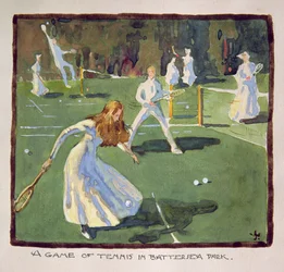 Ein Tennisspiel im Battersea Park