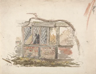 Eine Hütte mit Wand und Fenster