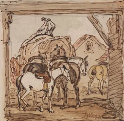 Bauernhof und Pferde