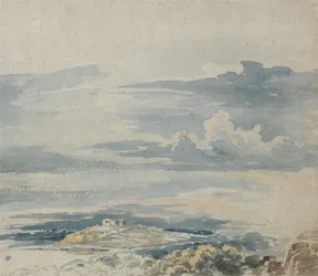 Landschaft mit einer Burg auf einem Hügel