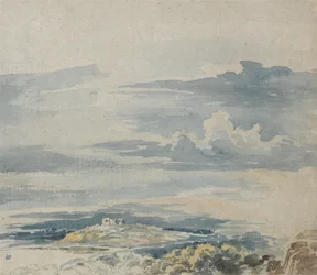 Landschaft mit einer Burg auf einem Hügel