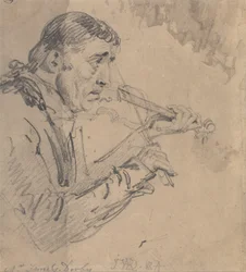 Herr James Derby spielt die Violine