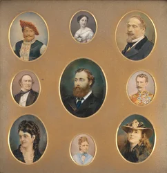 Neun Porträts im Original-Passepartout, 1880er Jahre