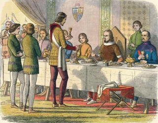Der Prinz bedient König Johann am Tisch, 1356, 1864