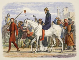 Thomas, Earl of Lancaster, wird zur Hinrichtung geführt, aus A Chronicle of England BC 55 to AD 1485, veröffentlicht in London