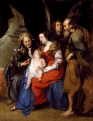 Porträt der Heiligen Familie mit der heiligen Anna, Mutter Marias, und einem Engel