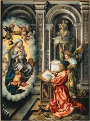 Heiliger Lukas malt die Madonna