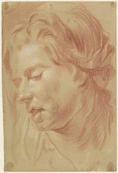 Kopf einer Frau mit halb geöffnetem Mund