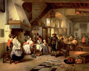 Interieur einer Schenke mit einem blinden Geiger, 1844
