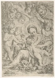 Die Heilige Familie mit Engeln