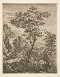 Landschaft mit einem großen Baum
