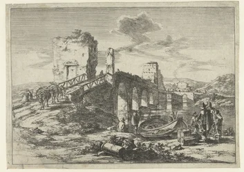 Landschaft mit Brücke, die Ponte Molle