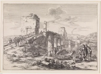 Landschaft mit Brücke, die Ponte Molle