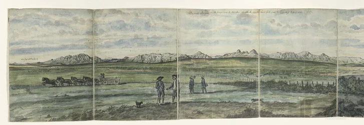 Panorama von Hottentots Holland Kaapsche Bergen von der Kap nach Norden streckend von der Baay fals nach der Tygerberg quer über. 1787