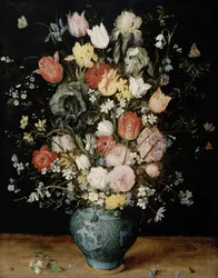 Blumen in blauer Vase, ca. 1608