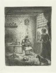 Interieur mit lesendem Mann