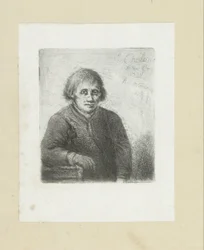 Junger Mann, der sich auf einen Tisch lehnt (Serie: Das vollständige Werk der Radierungen von John Chalon)