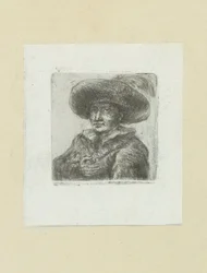 Mann mit rundem Hut mit Feder (The Compleat Work of Etchings by John Chalon)