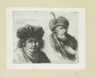 Zwei Männer mit Hut und Turban (Das vollständige Werk der Radierungen von John Chalon)