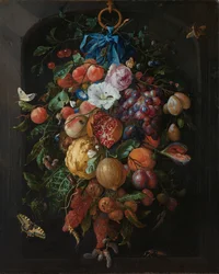 Girlande aus Früchten und Blumen