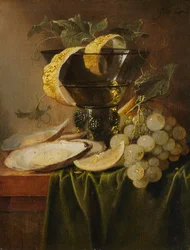 Stillleben mit einem Glas und Austern, ca. 1640.