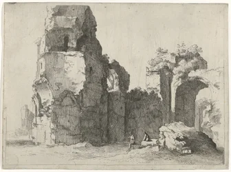 Römische Ruinen mit zwei Figuren