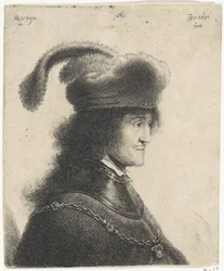 Büste eines Mannes mit Halsstück und Hut mit Feder (George Rakoczy I)