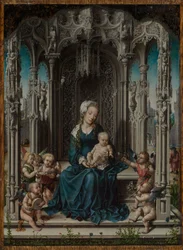 Thronende Maria mit dem Kind und musizierenden Engeln