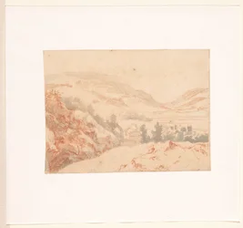 Hügellandschaft mit Blick auf ein Dorf