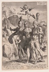 Minerva und Amor führen Herkules und Scipio auf den Pfad der Tugend