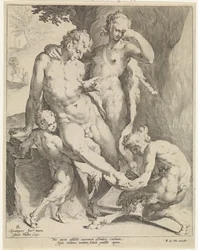 Oreaden entfernen einen Dorn aus dem Fuß eines Satyrs