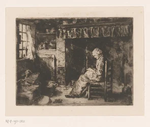 Sitzende Frau in einem Interieur