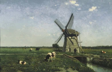 Landschaft mit Windmühle bei Schiedam