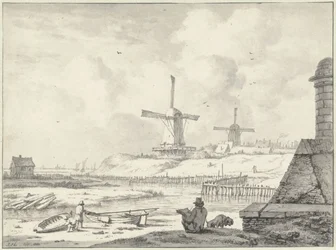 Zeichnender Künstler auf der Hoogendijk, außerhalb des Haarlemmer Tores