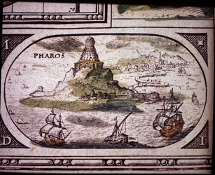 Darstellung der Sieben Weltwunder: Der Leuchtturm von Alexandria (1630)