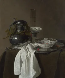 Stillleben mit einem Zinnkrug und zwei Ming-Schalen, 1651