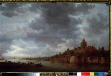 Blick auf den Fluss Waal in Nimwegen, Niederlande