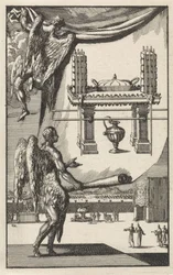 Engel betrachten den Entwurf für den Schaubrottisch