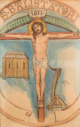 Karton für die Polychromie der Marienkirche - Emblem der Bogenschützen