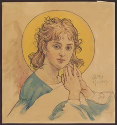 Büste eines Engels, Entwurf für die Polychromie der Marienkirche in Krakau