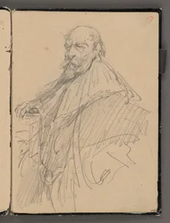 Jan Matejkos Skizzenbuch aus den Jahren 1861-1863. Einseitige Zeichnung. Vorderseite: Skizze eines Mannes in historischem Kostüm.