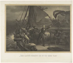 Jan van Speijk im Begriff, die Lunte in den Laderaum zu werfen, 1831