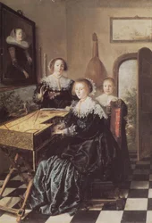 Drei Frauen an einem Virginal