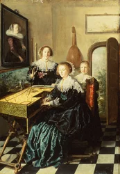 Drei Frauen an einem Virginal