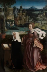 Detail des Stifters mit dem Heiligen Nikolaus und der Frau des Stifters mit der Heiligen Godeliva, ca. 1515-21
