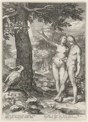 Adam und Eva vor dem Baum der Erkenntnis von Gut und Böse