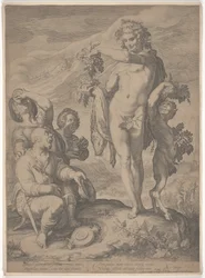 Trinker bitten Bacchus um die Fortsetzung seiner Gaben