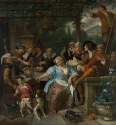 Fröhliche Gesellschaft auf einer Terrasse, ca. 1670