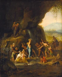 Moses schlägt Wasser aus dem Felsen