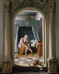 Frau bei ihrer Toilette